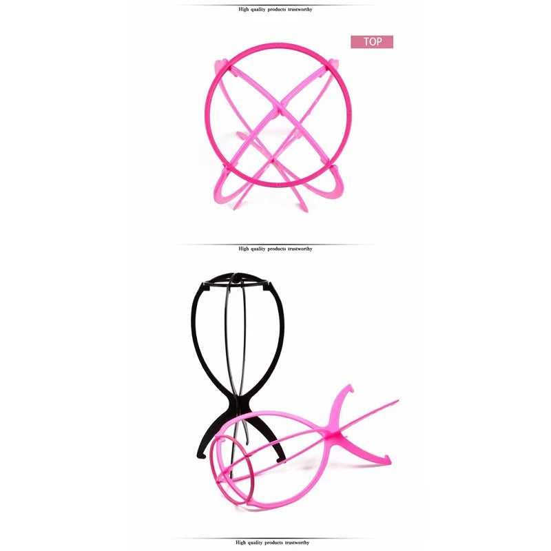 1pcs High Quality Wig Stand Multi-Purpose Use Hat Wig Hair Head Stand Foldable Flexible Plastic Wig Holder