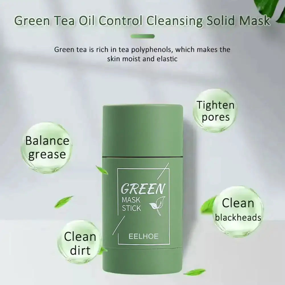Green Tea Eggplant Solid Mask Deep Cleansing Oil Control Balance Antioxidan Shrink Pores Remove Blackheads Refreshing Mud Mask