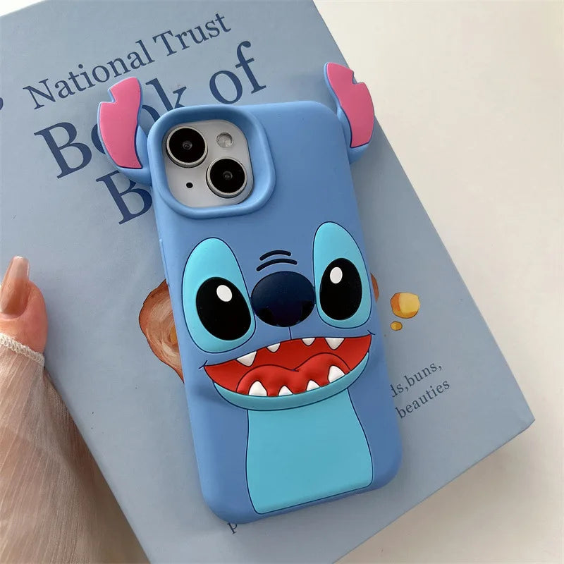 Fashion 3D Kawaii Cute Cartoon Stitch Soft Silicone Phone Case For iPhone