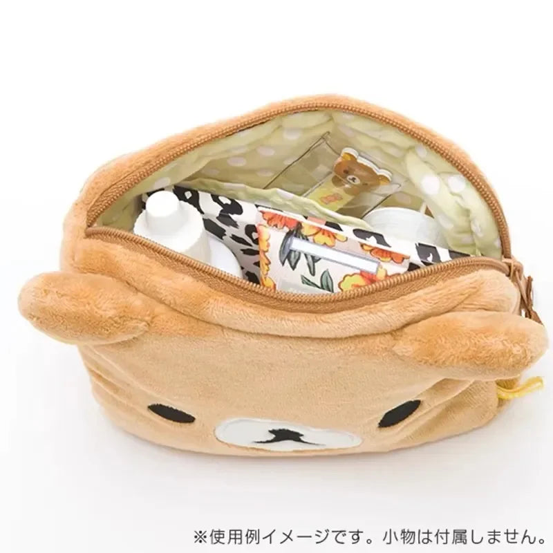 Kawaii Rilakkuma Plush Pencil Bag - Cartoon Bear Multi Case, Makeup Organizer & Cosmetic Storage, Cute Vanity Beauty Bag