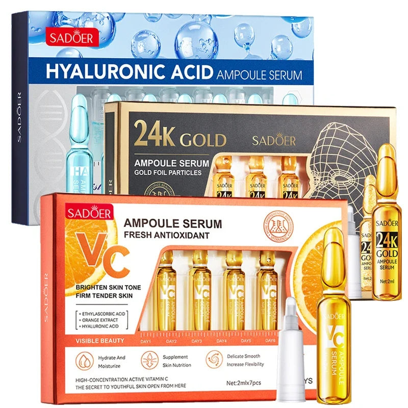 Vitamin C Face Whitening Serum Dark Spots Freckles Removal Hyaluronic Pore Minimizer Anti Aging Wrinkle Remove Golder Essence