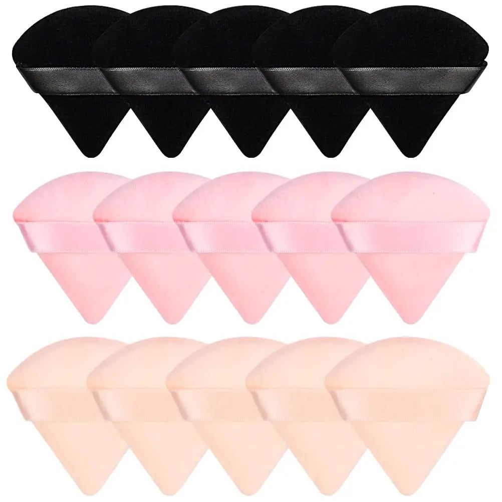 12 Pieces Powder Puff Face Triangle Makeup Sponge Soft Velour Puffs for Loose Powder Setting Powder Blender Foundation Sponge Be