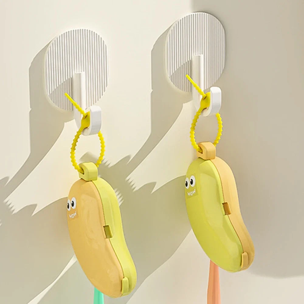 Banana Shape Toothbrush Cover & Toothpaste Travel Case, Silicone Dustproof Holder, Camping, Home
