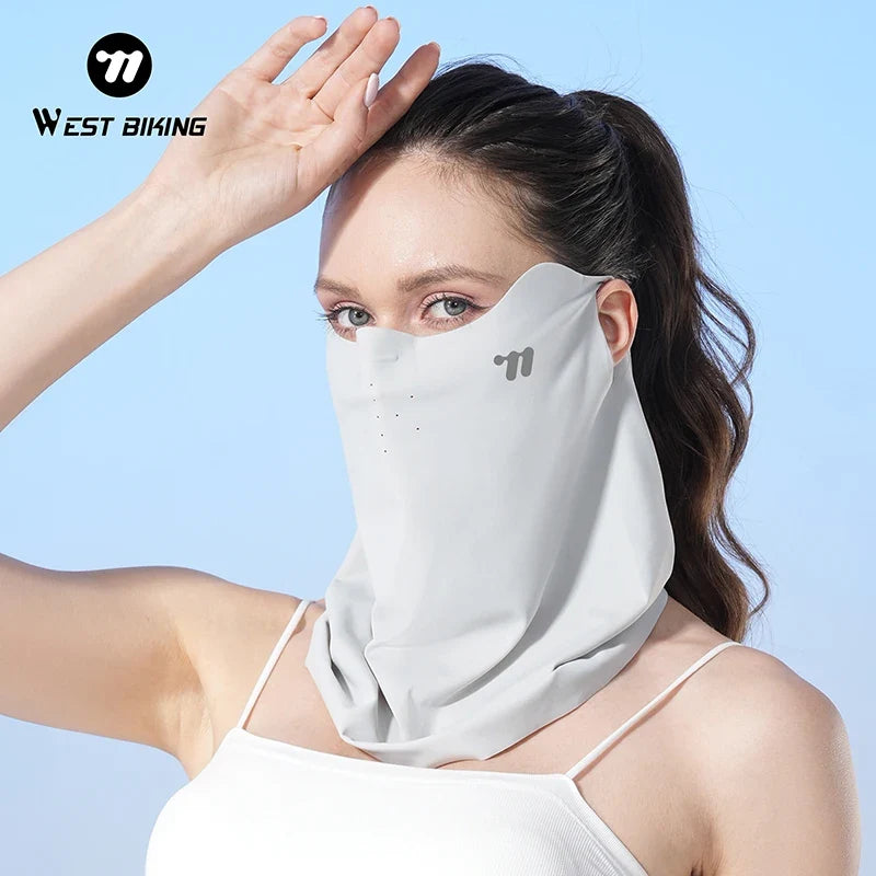 WEST BIKING Mask Breathable Sunscreen Face Veil Ice Silk Face Mask Sun Protection Neckline Face Cover Summer Cycling Hiking
