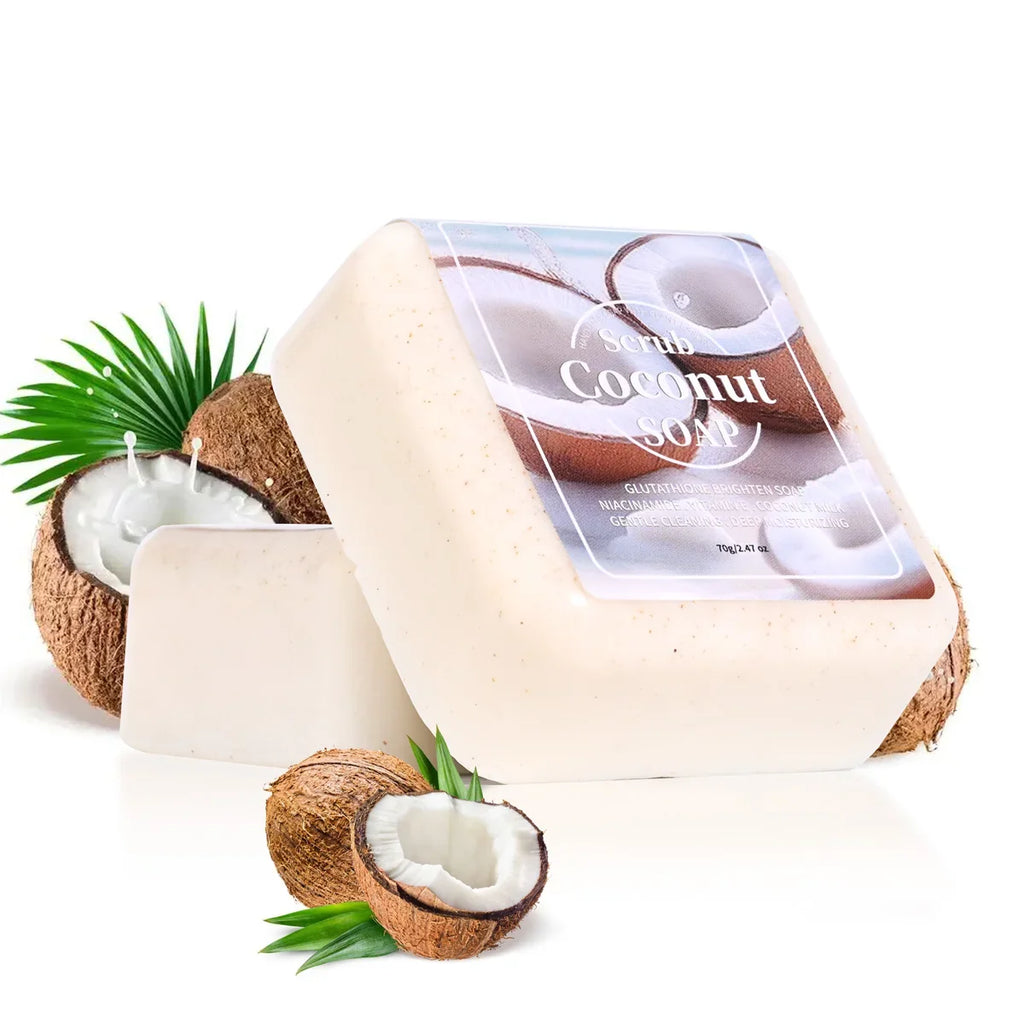 Glutathione Coconut Scrub Handmade Soap Deep Cleansing And Moisturizing Cleansing Bath Plant Essential Oil Soap Portable Soap