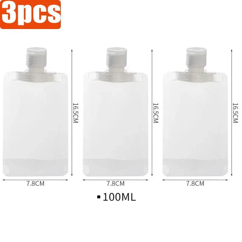 1/6pcs 30/50/100ml Lotion Dispenser Bag Travel Storage Bag Shampoo Liquid Cosmetics Storage Reusable Leak Proof Refillable Bag