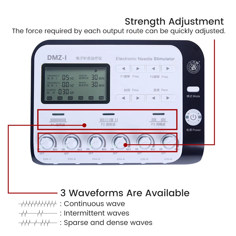 Body Massager 6 Output Channel Physiotherapy TENS Muscle Electrostimulator Relax Electroacupuncture with Patch Massage Machine