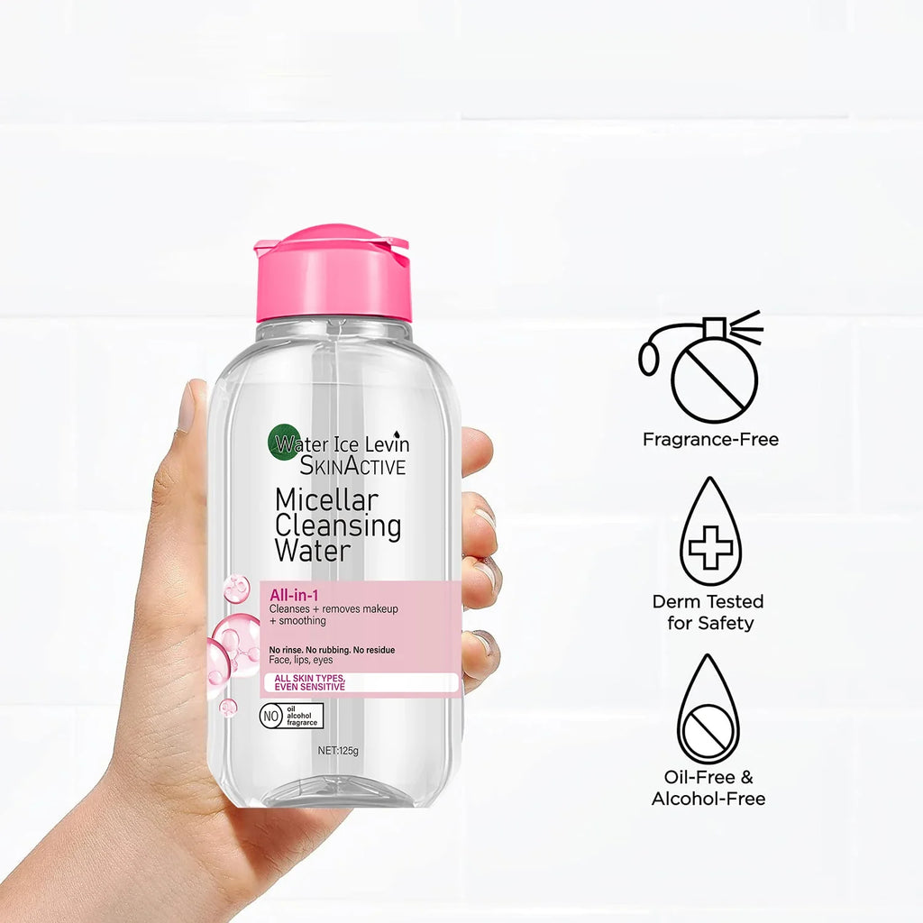 Water Ice Levin Micellar Water: All-in-1 Cleanser & Makeup Remover. No Rinse, No Rub, For Sensitive Skin. 125g.