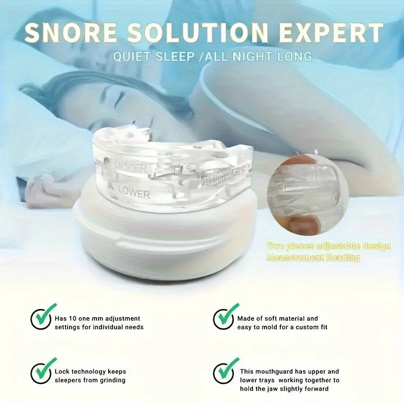 Anti-Snoring Mouth Guard, Adjustable Mouthpiece - Night Time Teeth Mouthguard & Sleeping Bite Guard for Bruxism and Stop Snoring