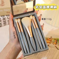 5Pcs Portable Makeup Brush Set With Mirror - Foldable Travel Kit ，Mini Makeup Brush Set Travel Makeup Brush Set