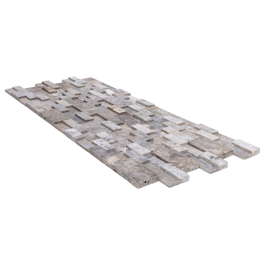 Silver Ledger 3D Panel 6"x24" Natural Travertine Wall Tile - Full Truckload