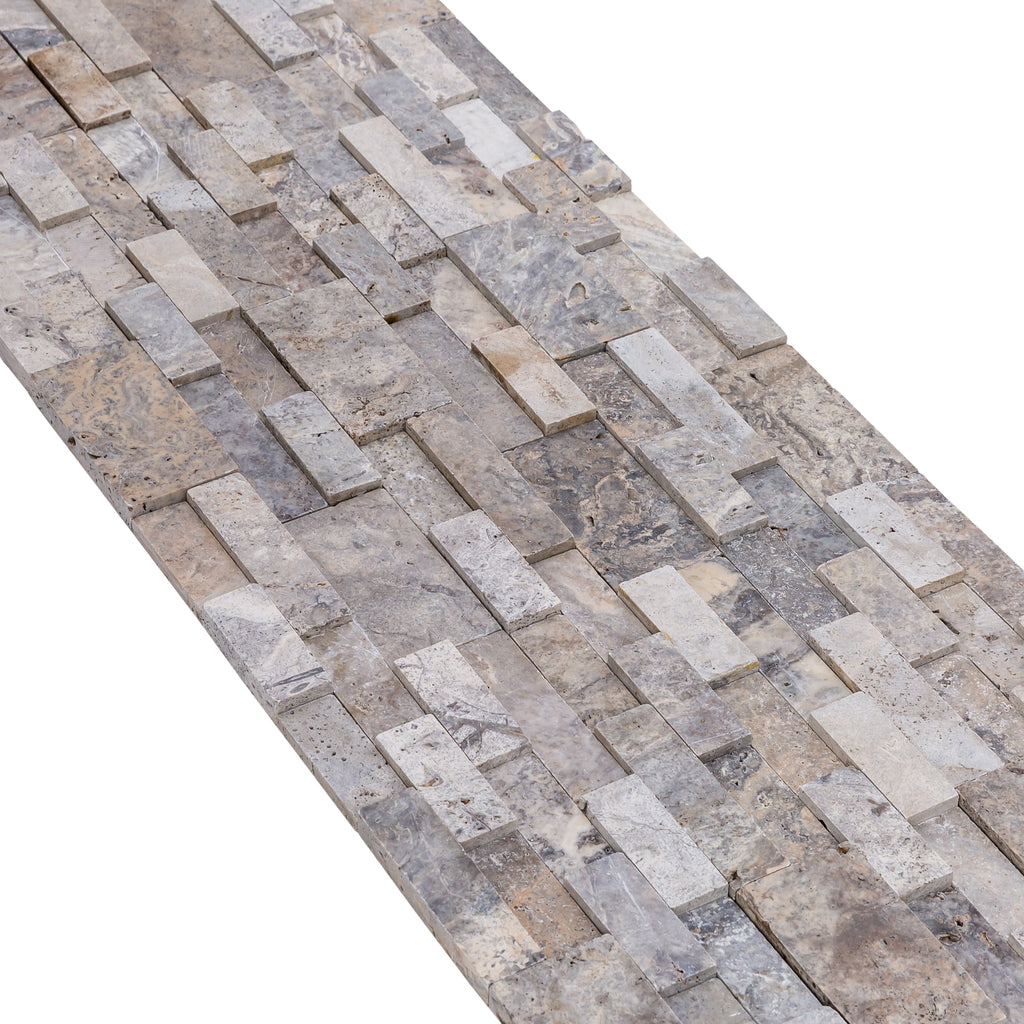 Silver Ledger 3D Panel 6"x24" Natural Travertine Wall Tile - Full Truckload