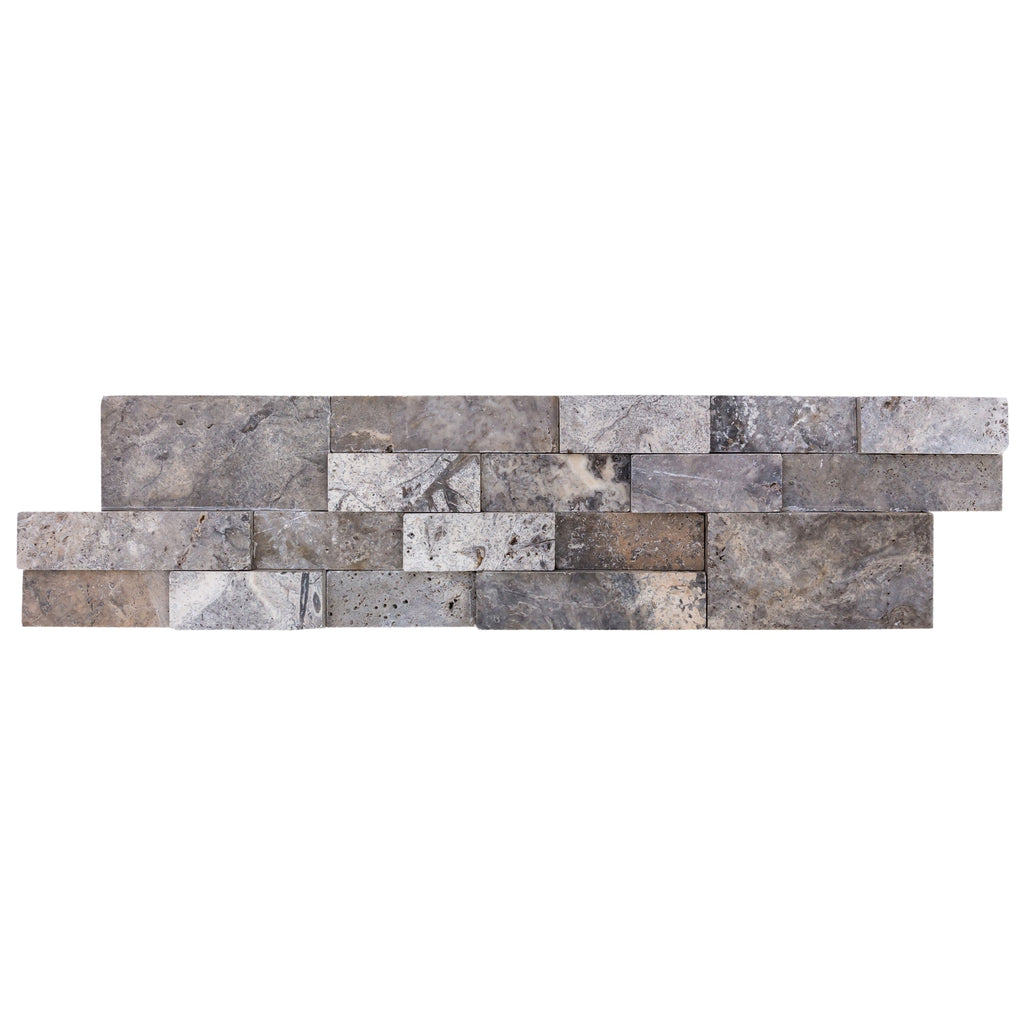 Silver Ledger 3D Panel 6"x24" Natural Travertine Wall Tile - Full Truckload