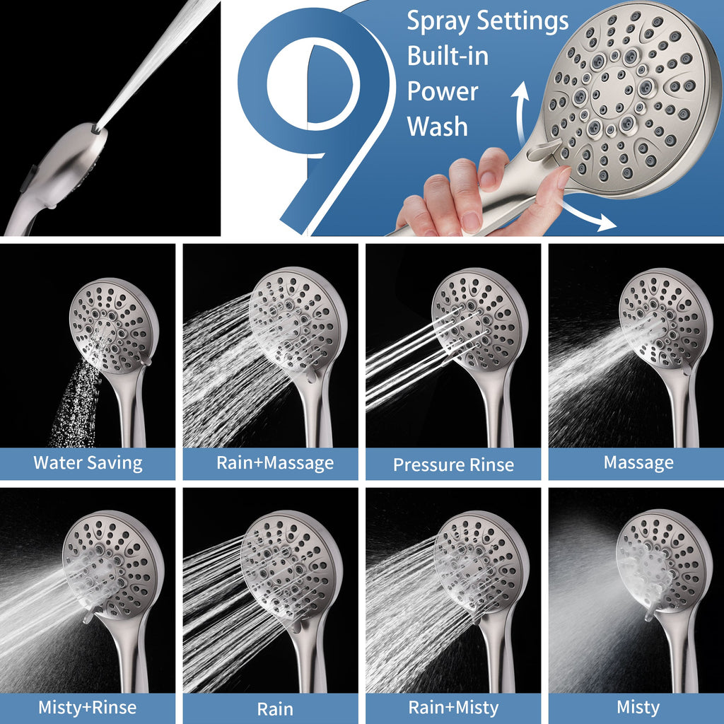 Stainless Steel Slide Bar Grab Rail Set  Includes Handheld Shower Head and 69'' Hose