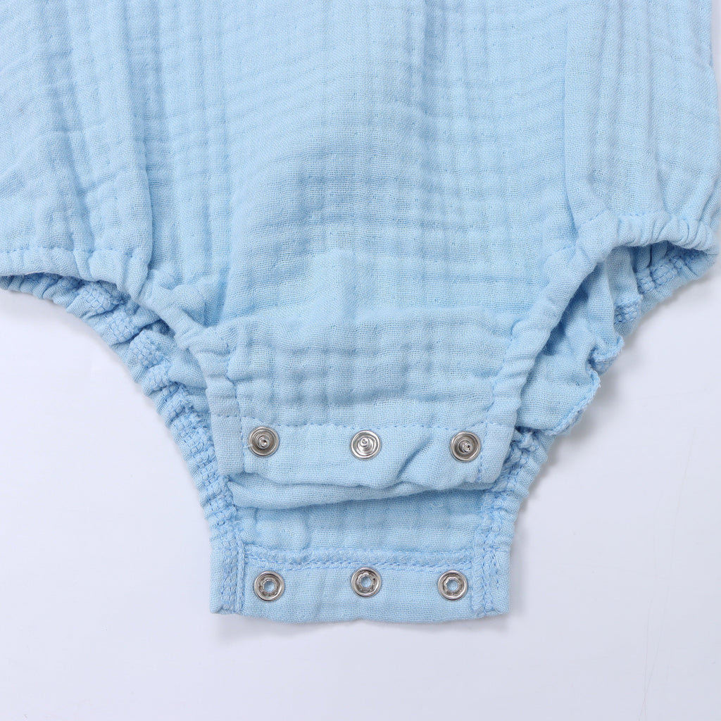 HeyPeacock Baby Romper, 100% Muslin Cotton, Boy (Blue)