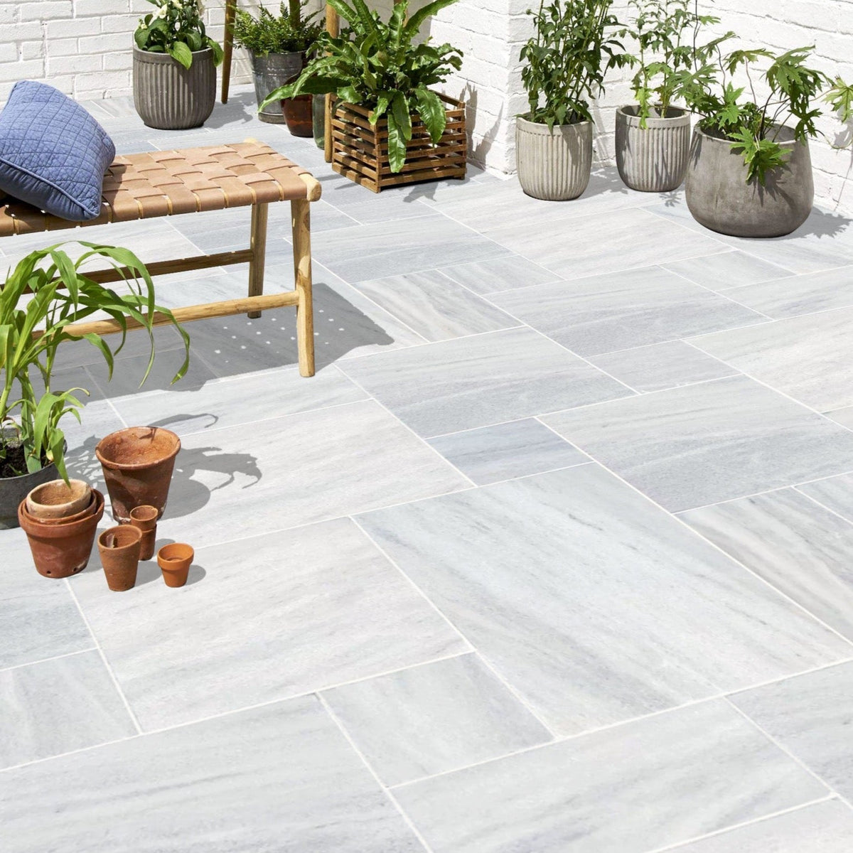 Solto White Marble Tumbled Pavers - Full Truckload