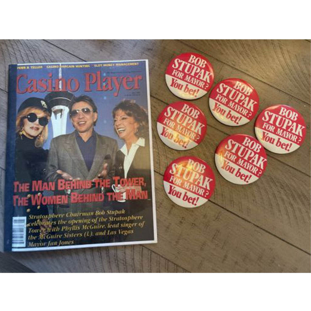 Bob Stupak For Mayor You Bet Pinback Badge You Bet 1987 Las Vegas Nevada NEW