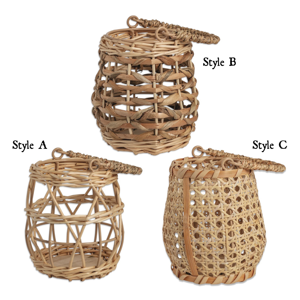 Petite Woven Rattan Lantern Basket