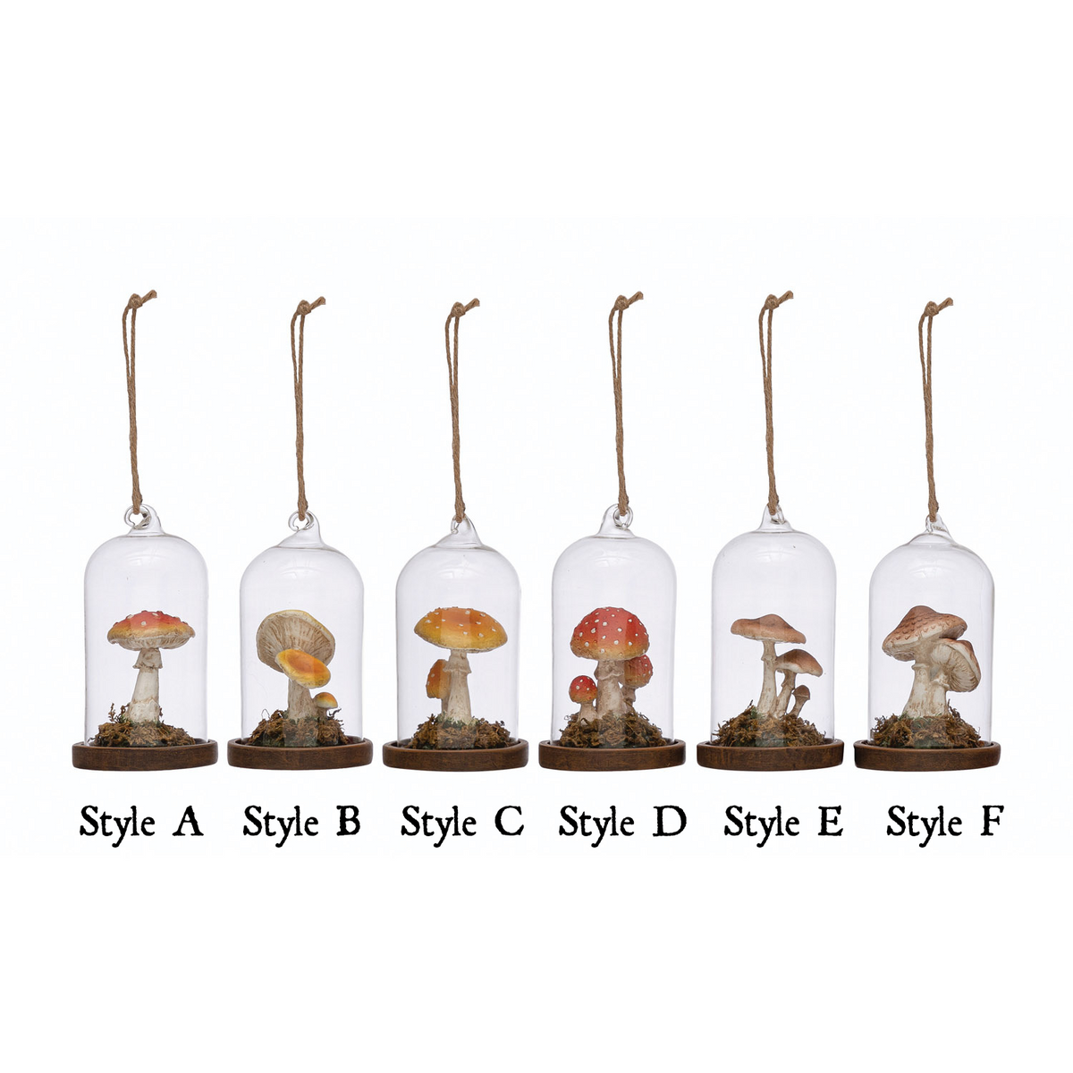 Glass Cloche Mushroom Ornaments