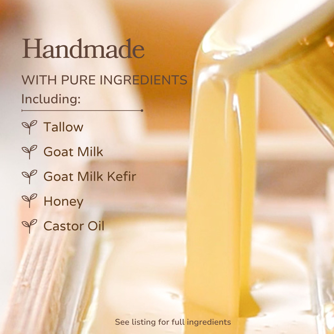 Pure Tallow + Honey Fragrance Free Handmade Tallow and Goat Milk Soap Bar