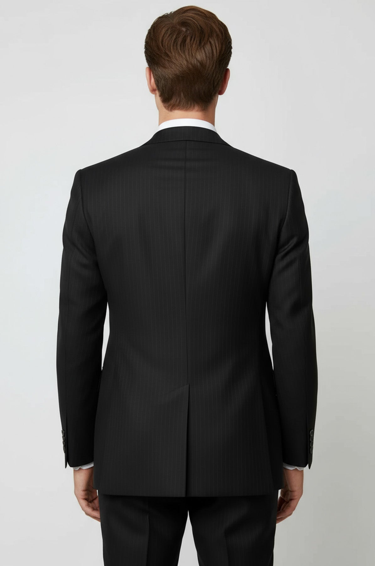 Striped Wide Collar Black Men Double-Breasted Suit - Wessi