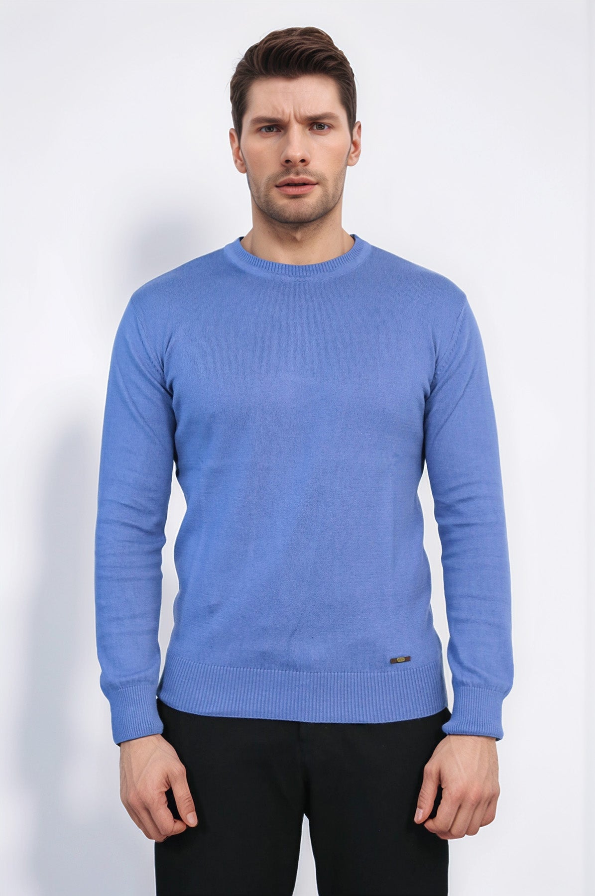 Circle Neck Blue Knitwear - Wessi