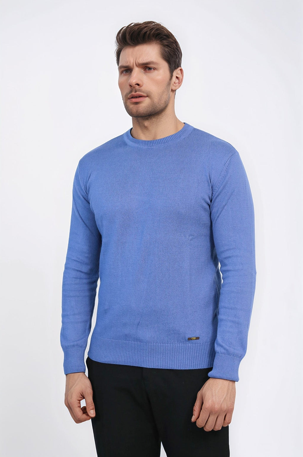 Circle Neck Blue Knitwear - Wessi