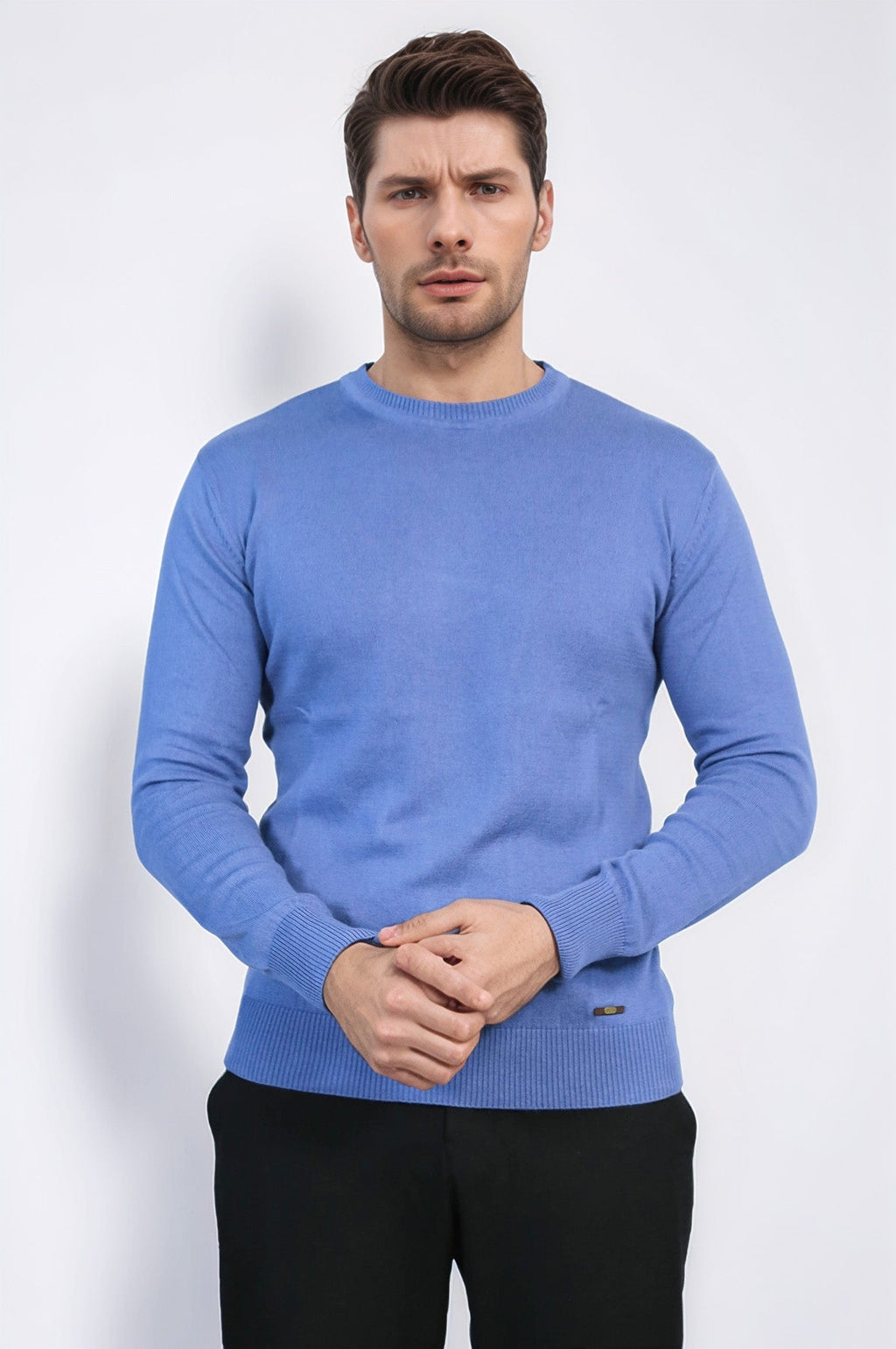 Circle Neck Blue Knitwear - Wessi