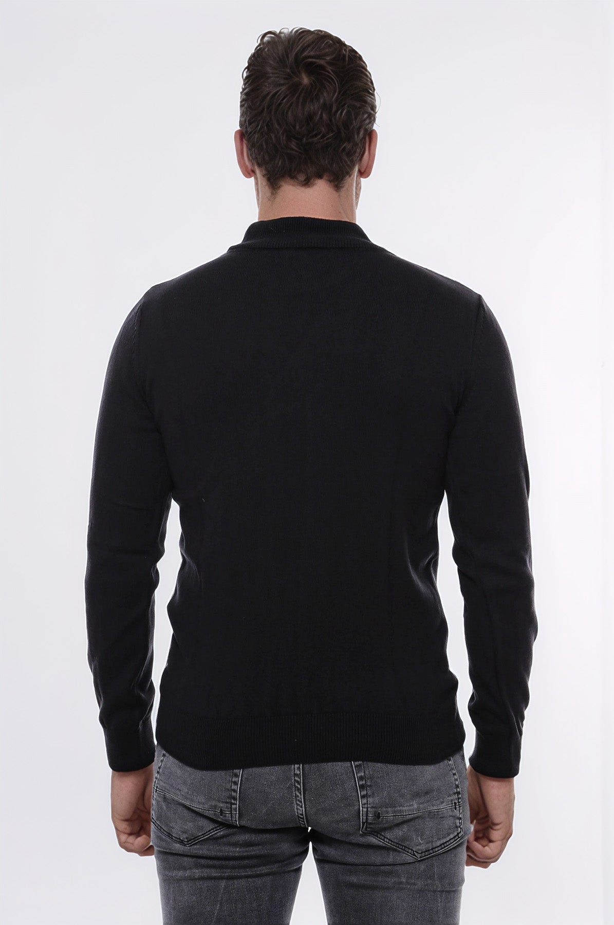Half Turtleneck Black Knitwear Sweater - Wessi