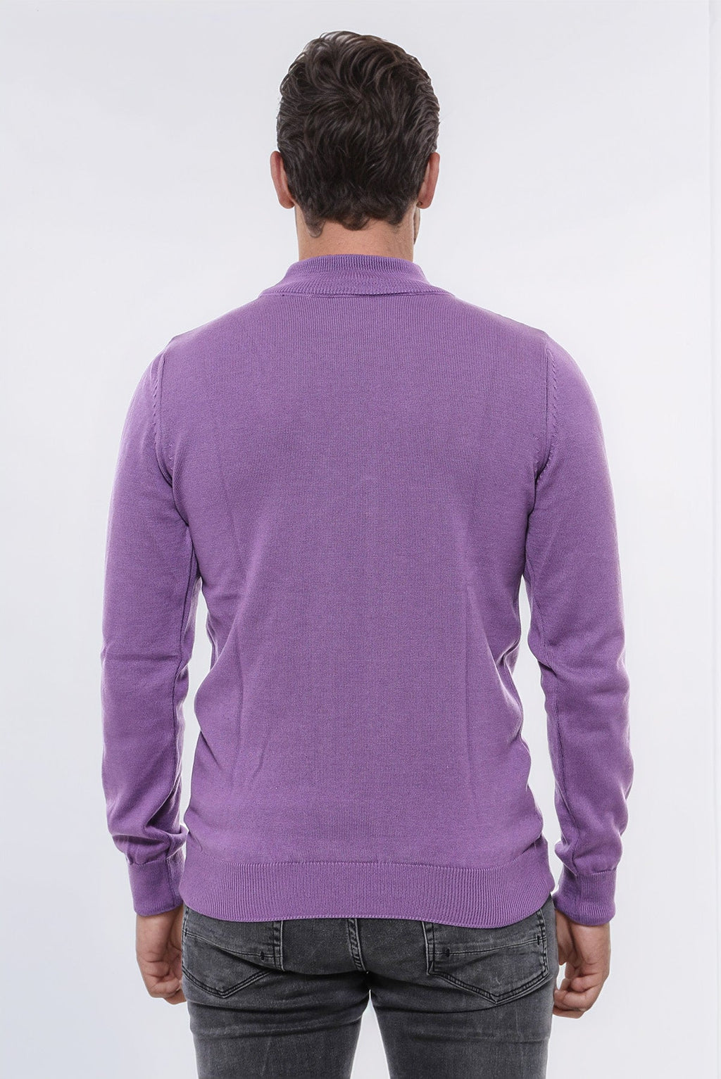 Half Turtleneck Purple Knitwear Sweater - Wessi