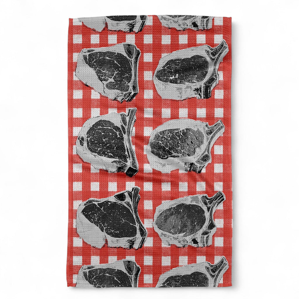 Butchers Meat Gingham Geometry Tea Towel