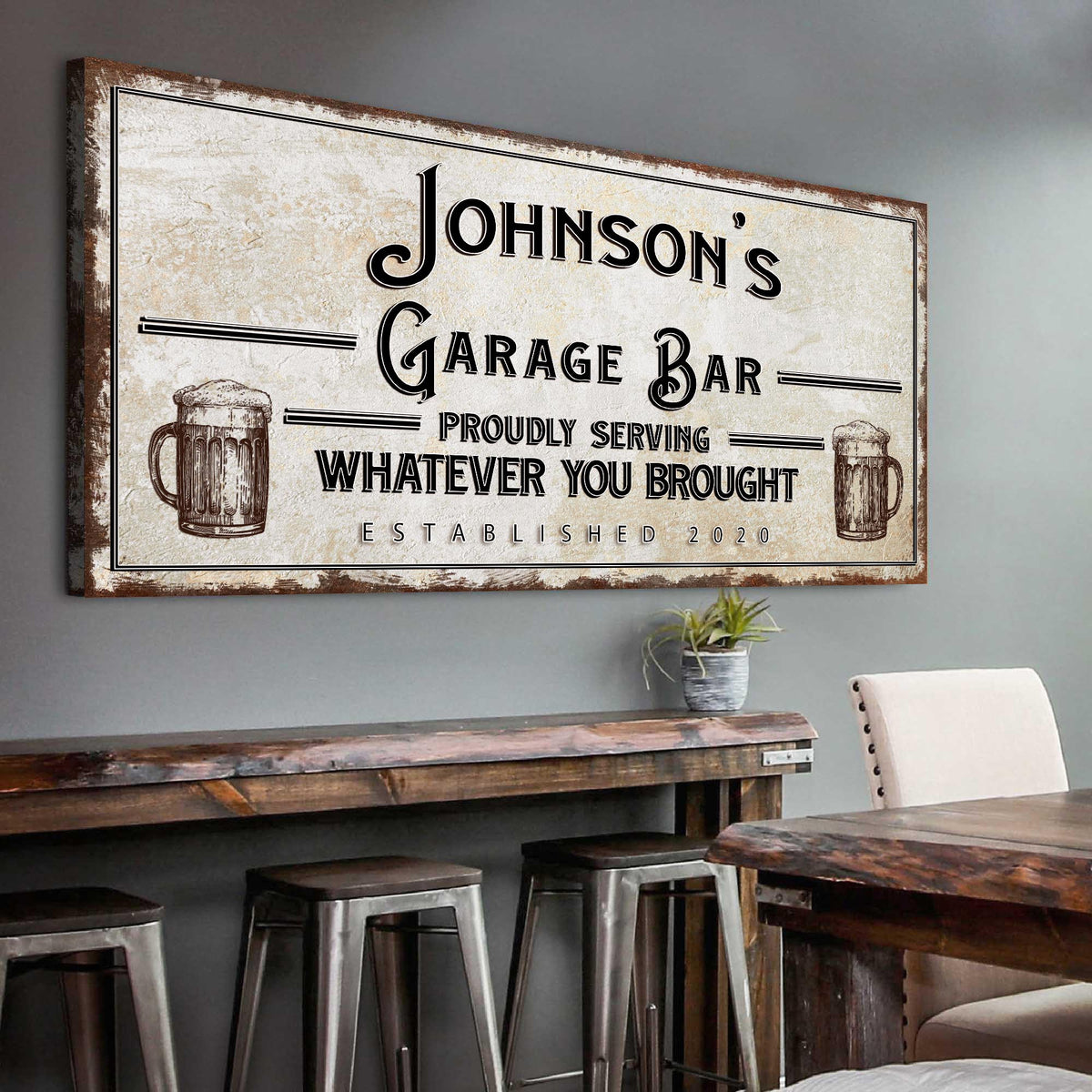 Personalized Rustic Garage Sign for Home Bar: Enhance Your Man Cave Wall Decor with Personalized Basement Bar Sign