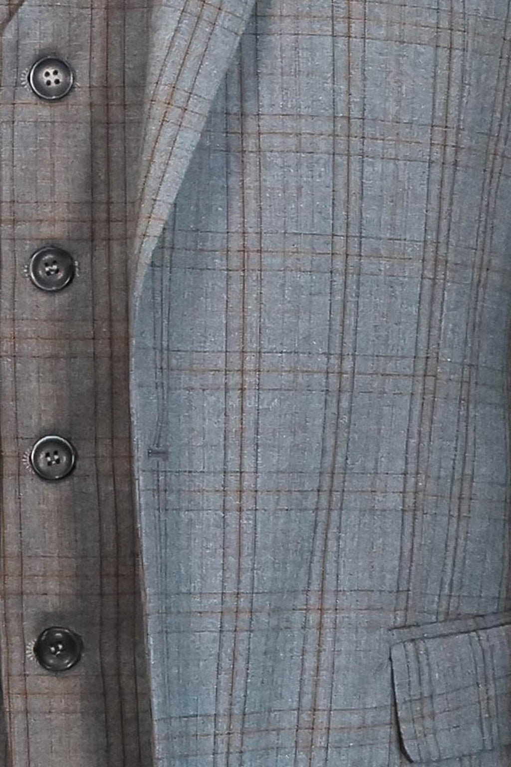 Checked Slim Fit Grey Men Suit - Wessi