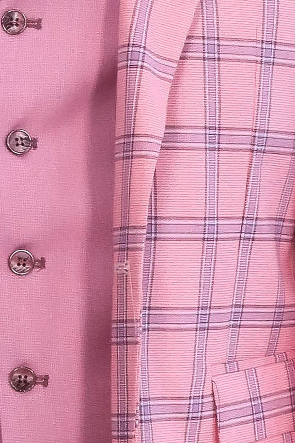 Checked Patterned Slim Fit Pink Men Suit - Wessi