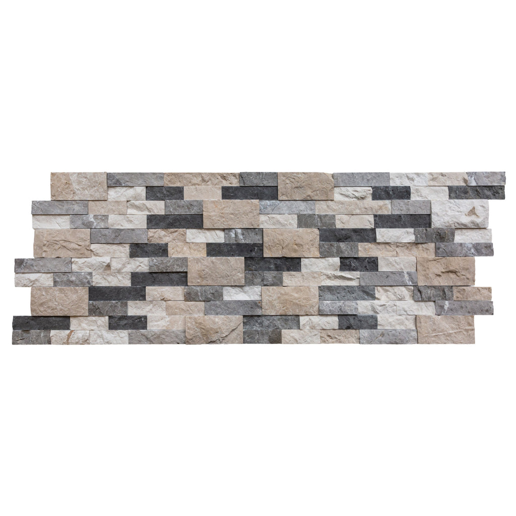 Tundra Gray Mix Ledger 3D Panel 6"x24" Split-face Marble Wall Tile - Full Truckload