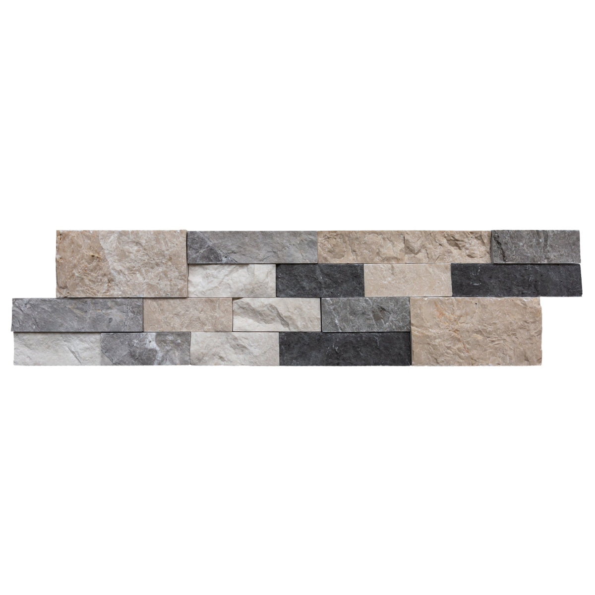 Tundra Gray Mix Ledger 3D Panel 6"x24" Split-face Marble Wall Tile - Full Truckload