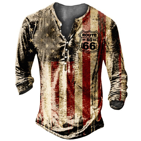 Motorcycle Rally Combat Skull Long Sleeved T Shirt Men's