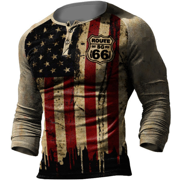 Motorcycle Rally Combat Skull Long Sleeved T Shirt Men's