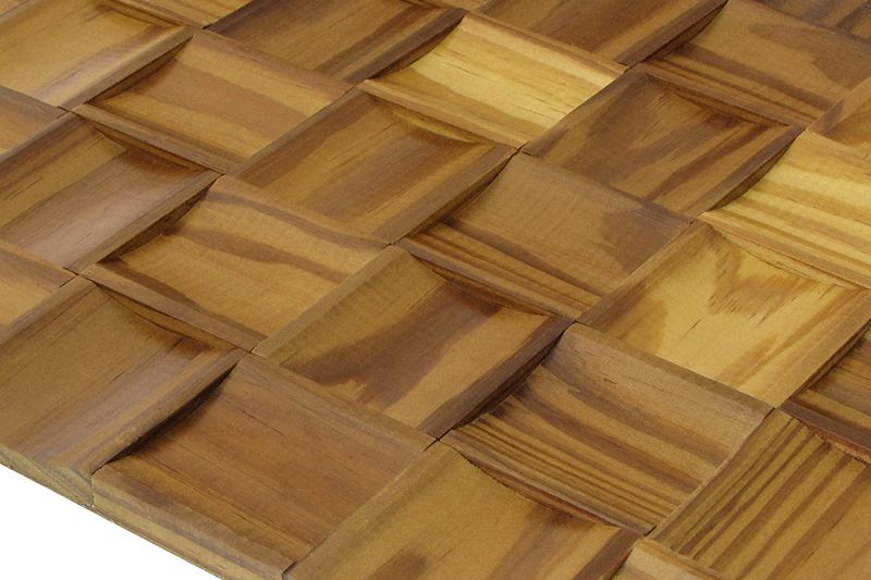 US Pine Prolate Thermowood Mesh-mounted Mosaic Wall Tile - Livfloors Collection