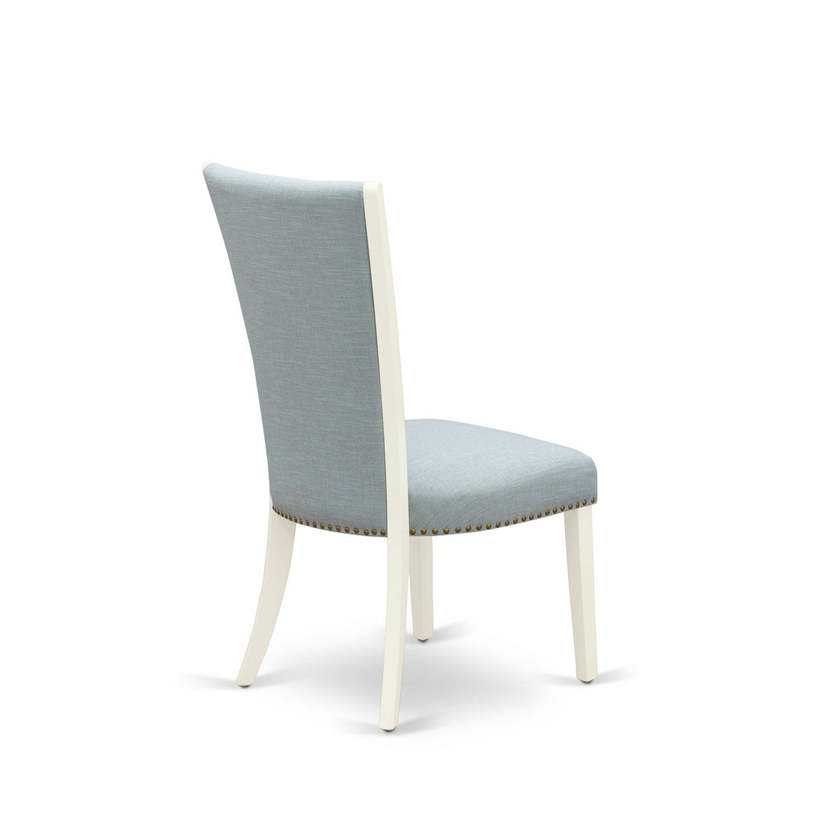 EAST WEST FURNITURE - BOVE3-WHI-15 - 3 Piece Dining Table Set - 2 Baby Blue Linen Fabric Kitchen Chairs with High Back and 1 Modern Rectangular Dining Table - linen white Finish