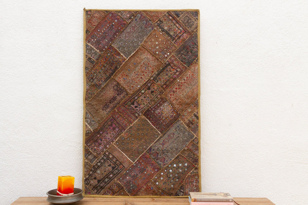 Vintage Bohemian Framed Patchwork Tapestry