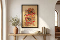 Vintage Framed Door God Print, Warrior Guardian