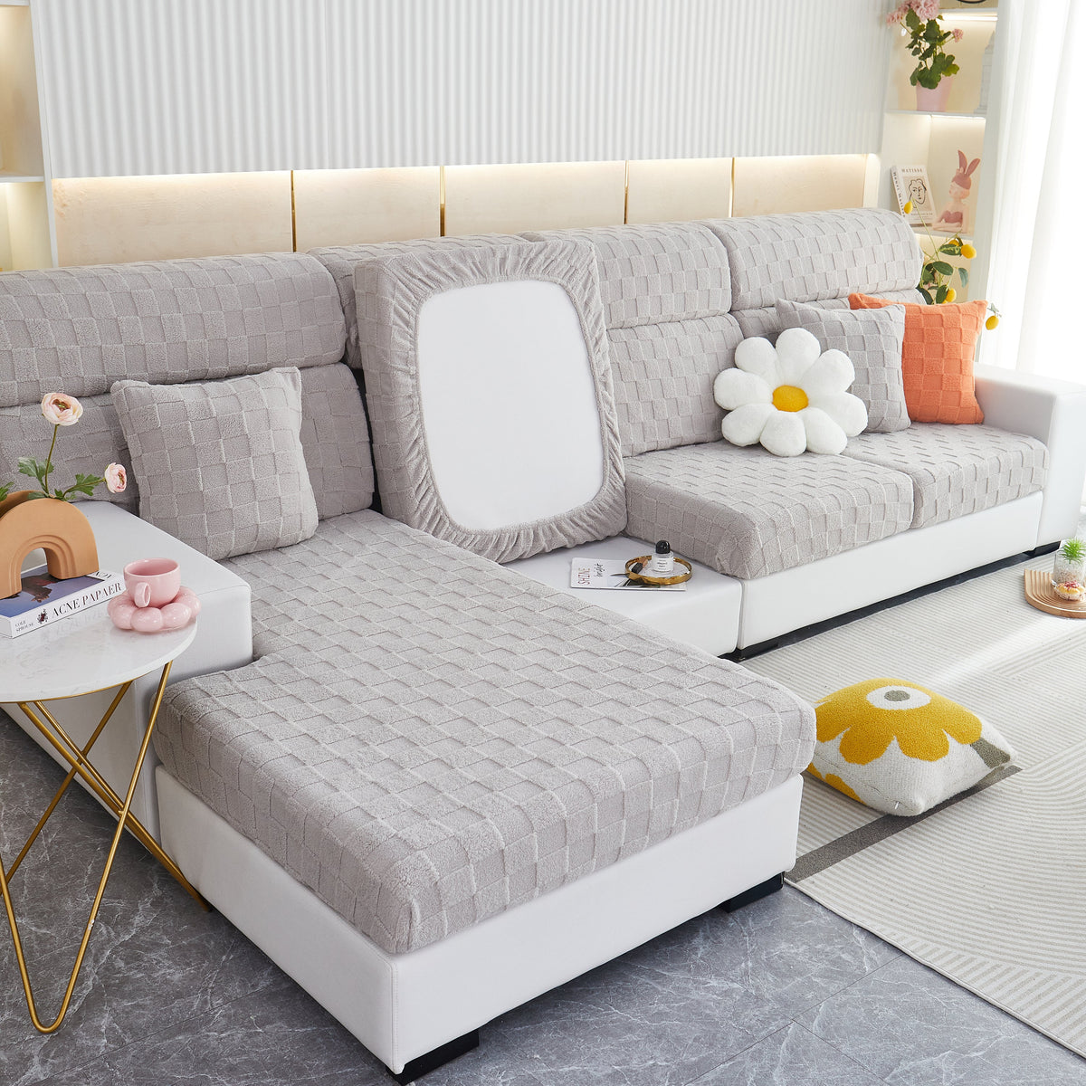 Stretchable Cotton Velvet Sofa Cover Furniture Covers for Pets Slipcovers and Couch Cushion Covers