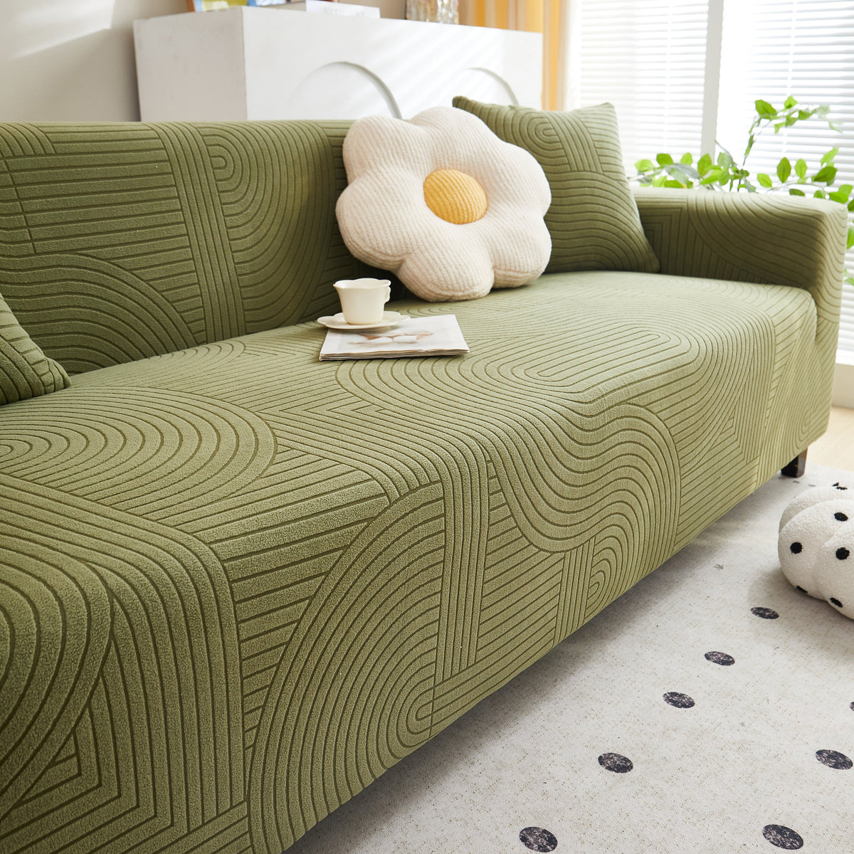 Fleece Stretch Sofa Slipcover Washable Soft Spandex Couch Cover Furniture Protector