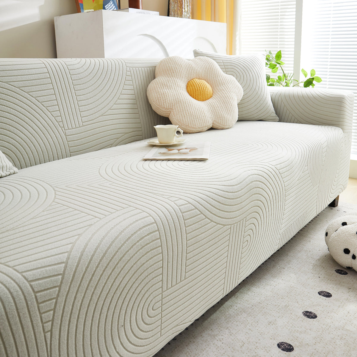 Fleece Stretch Sofa Slipcover Washable Soft Spandex Couch Cover Furniture Protector