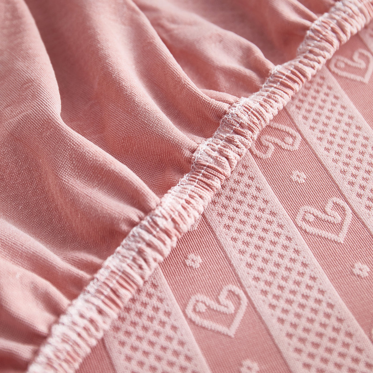 Love Stripe Jacquard Fleece Fabric Stretch Cushion Cover, Non-Slip Furniture Protector for Kids, Couch Cushion Covers
