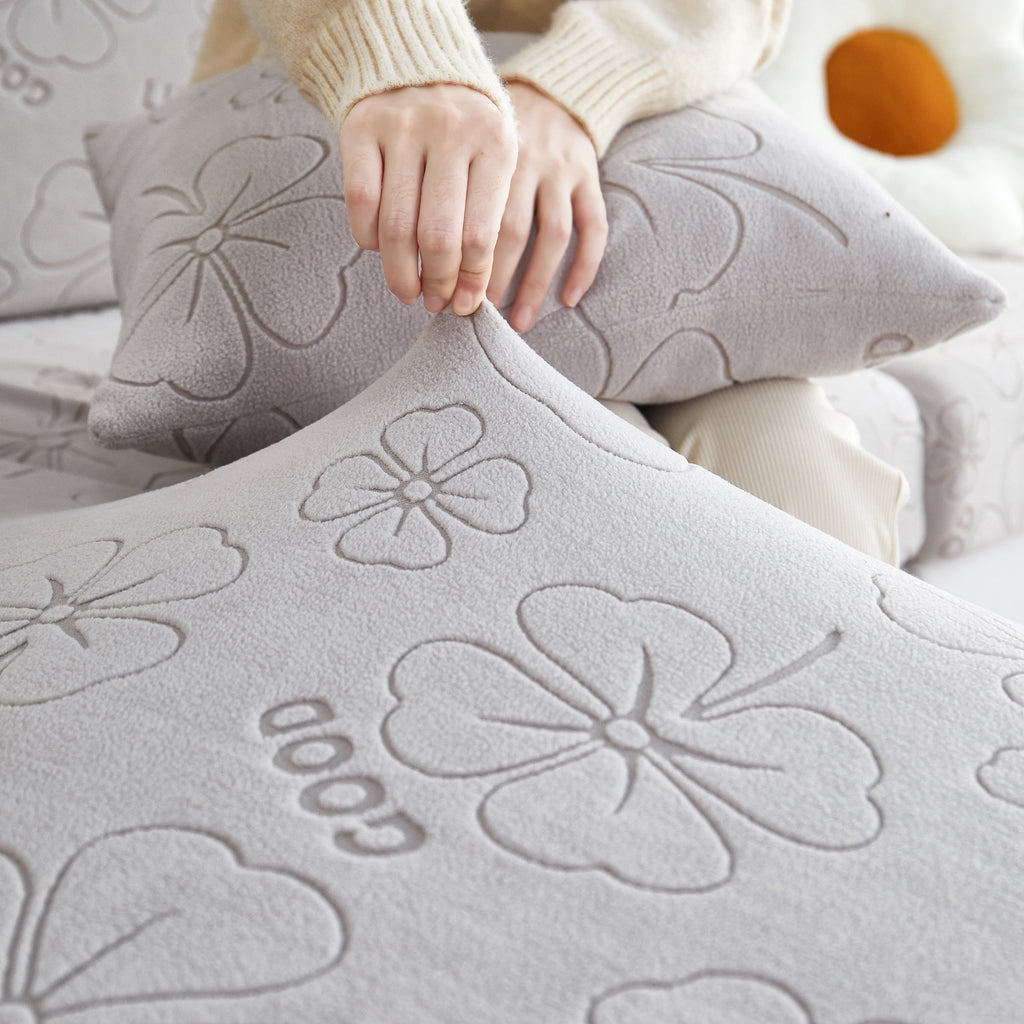 Lucky Clover Slipcover Non-Slip Stretch Jacquard Polar Fleece Sofa Cover for Pets, Cushions, Couches