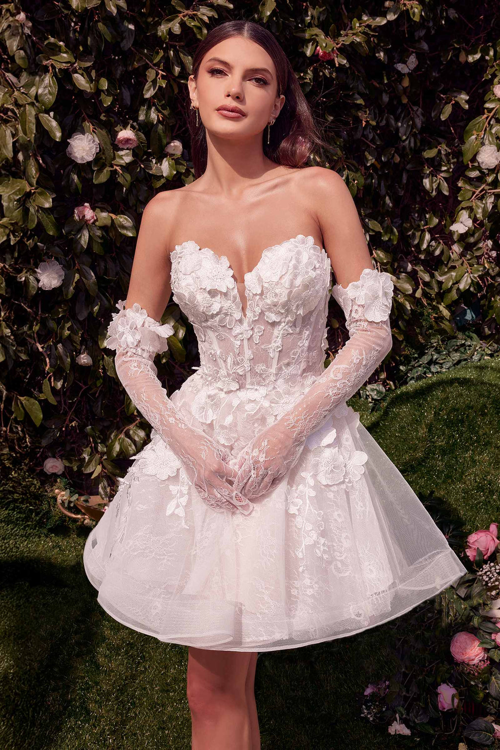 Andrea & Leo WL020 Dress Short Floral Appliqued Bridal Party Gown