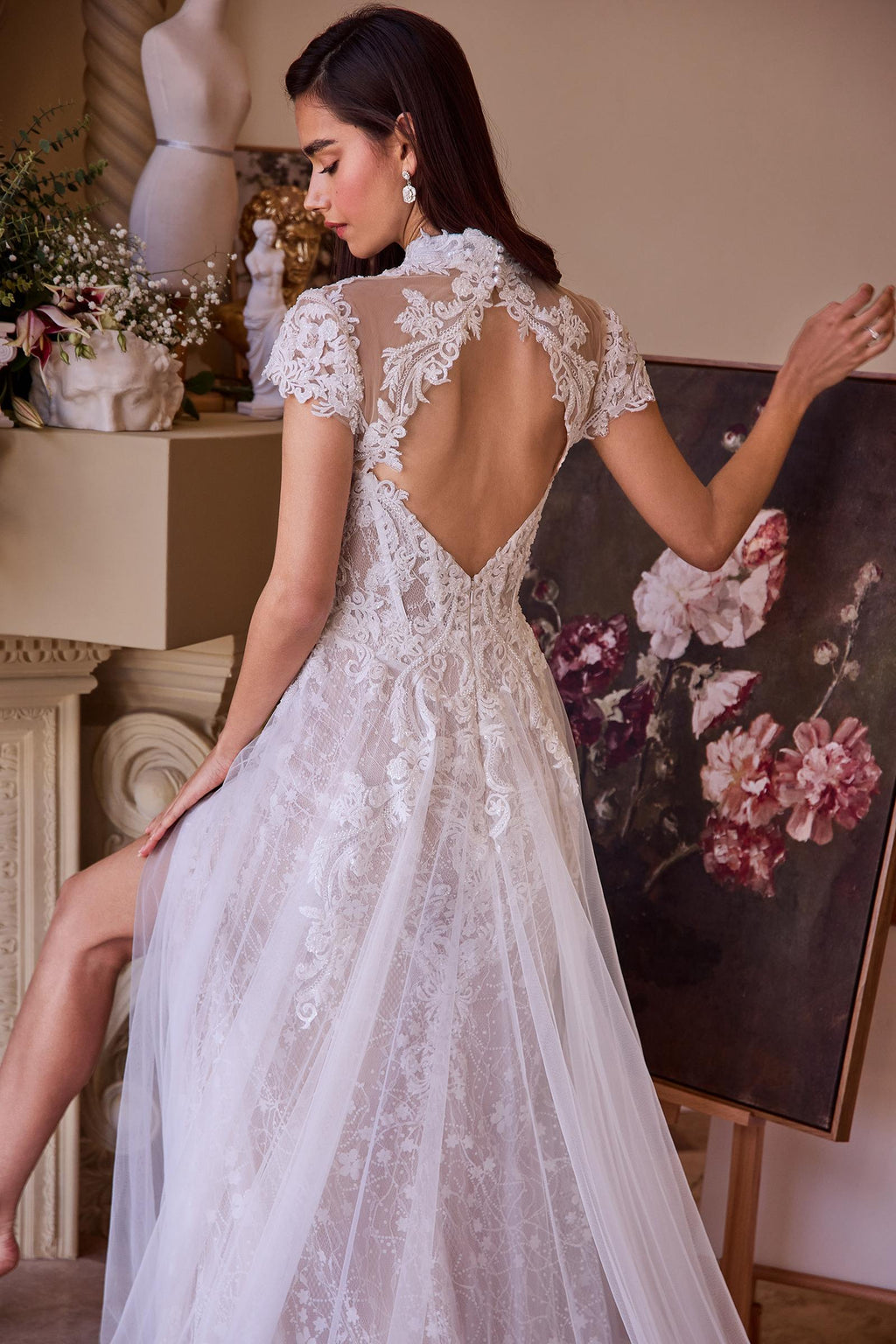 Andrea & Leo WL035 Wedding Dress Lace & Tulle Short Sleeve Gown