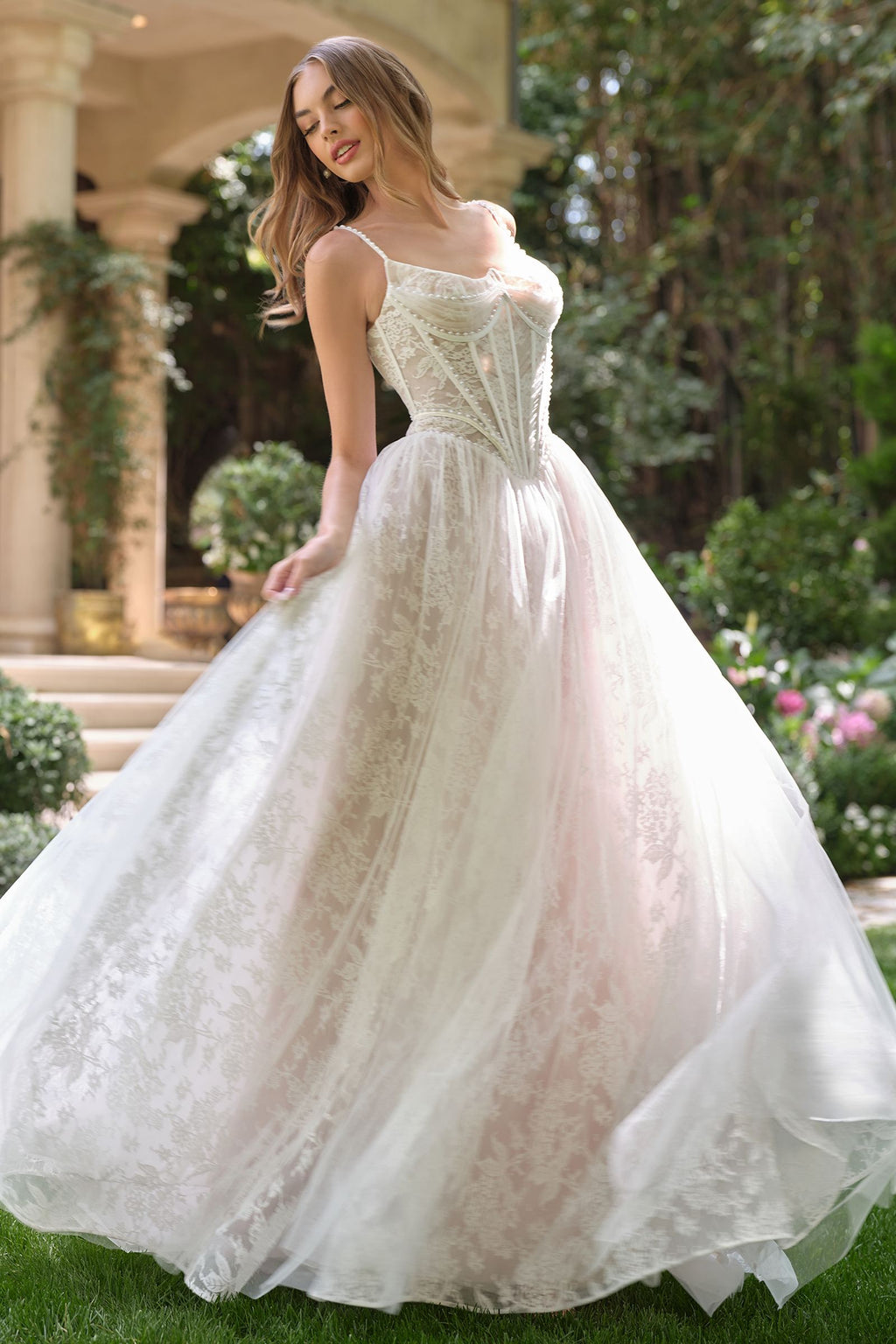 Andrea & Leo WL069 Off White/Nude A-Line Scoop Neckline Lace Wedding Dress